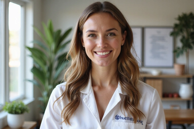 Professional portrait of a friendly nutritionist smiling