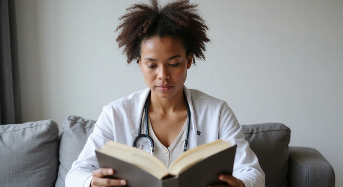 Person reading a health book